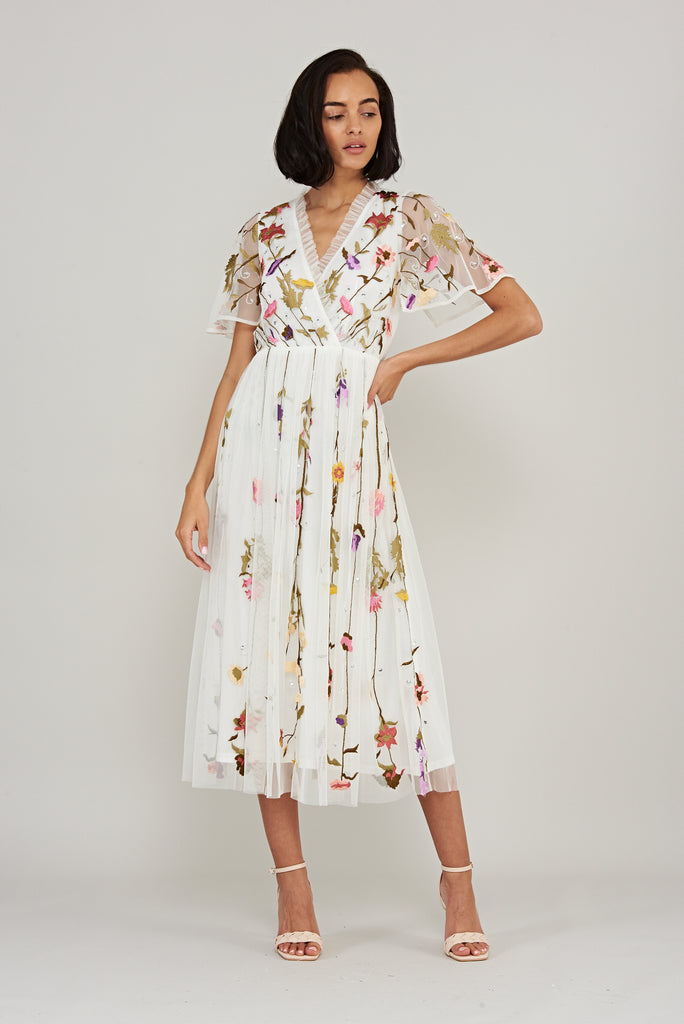 Lorella Floral Wrap Front Midi Dress ...